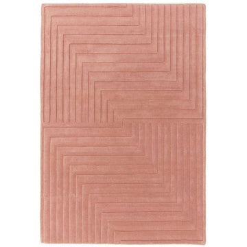 Form Modern Geometric Plain Linear High-Density Heavyweight Hand Carved Wool 3D Hi-Low Ridged Pink Rug-Asiatic Carpets-Rug Love - The Most Loved Rug Store